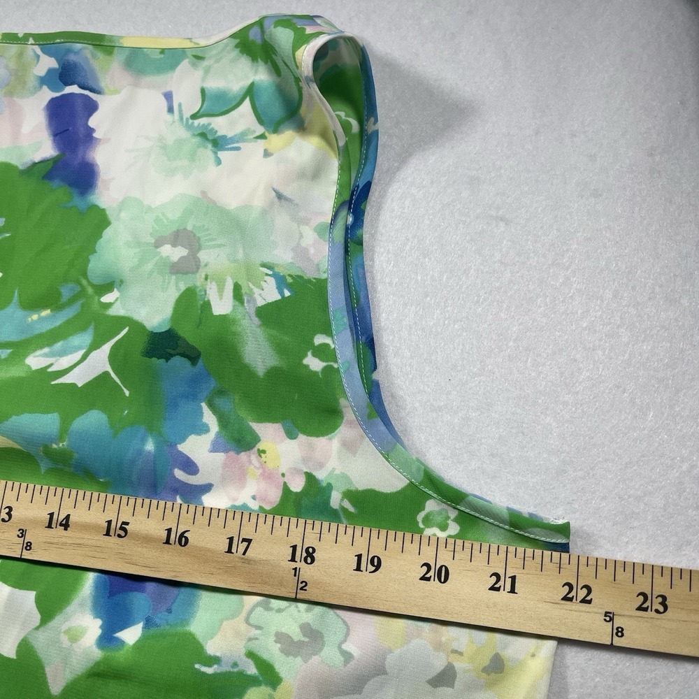 Spense Women's Floral Sleeveless Faux Wrap Blouse XL Blue Green Peplum Top - Picture 5 of 6
